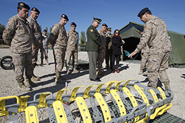 La subsecretaria de Defensa, Irene Domínguez-Alcahud, ha visitado hoy las instalaciones de la Brigada de Sanidad (BRISAN) del Ejército de Tierra, en el acuartelamiento ‘General Calvalcanti’, en Pozuelo de Alarcón (Madrid).