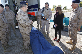 La subsecretaria de Defensa, Irene Domínguez-Alcahud, ha visitado hoy las instalaciones de la Brigada de Sanidad (BRISAN) del Ejército de Tierra, en el acuartelamiento ‘General Calvalcanti’, en Pozuelo de Alarcón (Madrid).