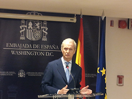 Rueda de prensa del ministro Morenés tras su encuentro con el secretario de Defensa norteamericano, Chuck Hagel