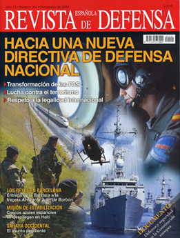 HACIA UNA NUEVA DIRECTIVA DE DEFENSA NACIONAL, PORTADA DE LA REVISTA ESPAÑOLA DE DEFENSA