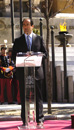 El ministro de Defensa, Jose Bono, en un momento de su discurso en la Plaza de la Lealtad,durante el acto de izado de la bandera