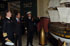 El ministro de Defensa, el jefe del Estado Mayor de la Armada y el comandante director durante la visita a las instalaciones de la Escuela Naval Militar