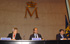 José Bono, ministro de Defensa, durante la clausura de la IV jornadas CERES con Juana María Lázaro, subsecretaria de Economía y Hacienda, y Sixto Heredia, presidente director de la Fábrica Nacional de Moneda y Timbre