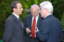 El ministro de Defensa, José Antonio Alonso, el Presidente del Patronato del Real Instituto Elcano, Gustavo Suarez Pertierra y el ministro de Exteriores, Miguel Ángel Moratinos, antes de la reunión que hoy han celebrado en Madrid
