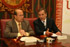 El ministro de Defensa, José Antonio Alonso, y el rector de la Universidad de Sevilla, Miguel Florencio, durante la firma del convenio de colaboración en Sevilla