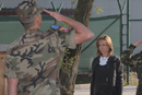 La ministra de Defensa, Carme Chacón, durante el acto de homenaje a los caidos