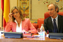 La ministra de Defensa, Carme Chacón en la comisión de Defensa del Congreso de los Diputados