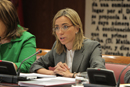 La ministra de Defensa, Carme Chacón durante su intervención en el Senado
