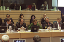 La ministra de Defensa Carme Chac&oacute;n durante la reuni&oacute;n en Bruselas