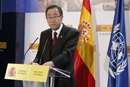 El secretario general de la Organización de las Naciones Unidas, Ban Ki-moon dirige unas palabras a los asistentes