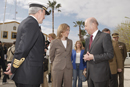 La ministra de Defensa Carme Chacón a su llegada al Centro de Cría Caballar, Cortijo de Vicos en Jerez de la Frontera