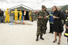 La ministra de Defensa durante el ejercicio