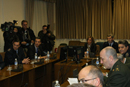 La ministra de Defensa durante la reunión en el Cuartel General del Aire