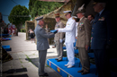 El comandante general de EUROFOR, major general (POR) José Alberto Martins Ferreira, entrega la bandera al jefe del Estado Mayor de la Defensa, almirante general Fernando García Sánchez, y a sus homólogos de los demás países miembros de la Eurofuerza Terrestre.