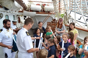 Boston citizens and tourists visiting the Elcano