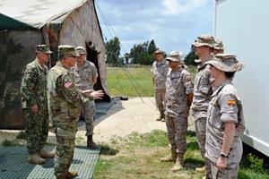 General Scaparotti chats with members of the Spanish contingent
