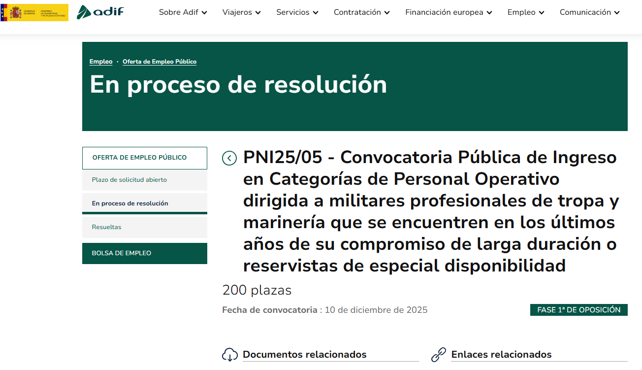 Adif convocatoria PNI25/05