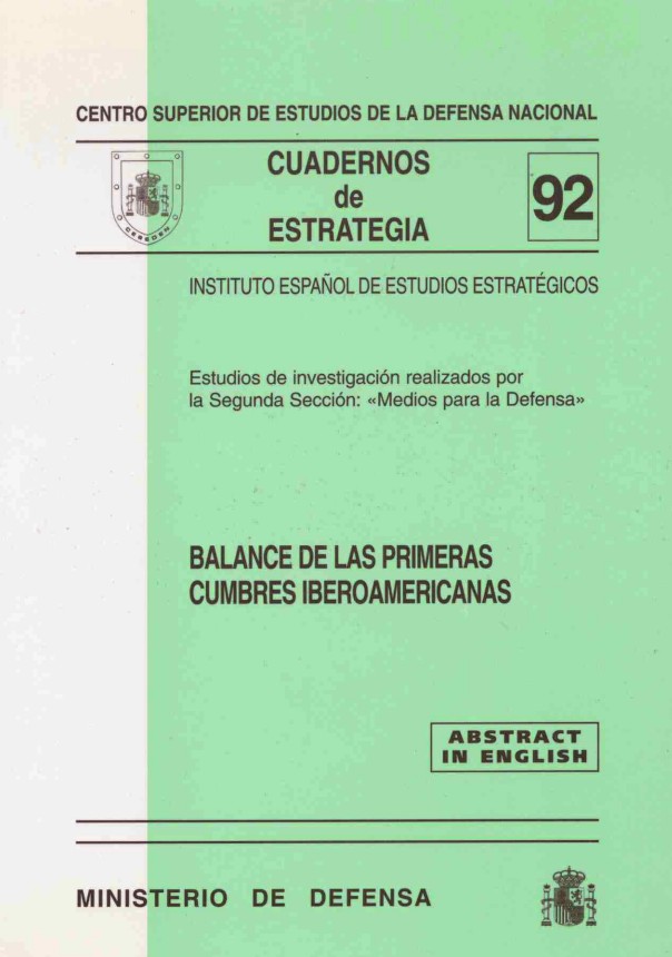 Cuaderno de Estrategia nº 92  Balance de las Primeras Cumbres Iberoamericanas