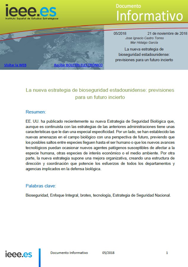 La nueva estrategia de bioseguridad estadounidense: previsiones para un futuro incierto