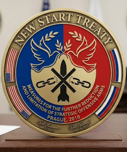 Medalla conmemorativa del tratado 'New START Treaty' firmado en Praga en 2010