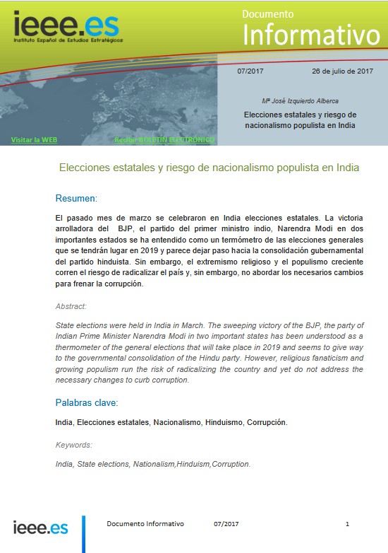 Elecciones estatales y riesgo de nacionalismo populista en India