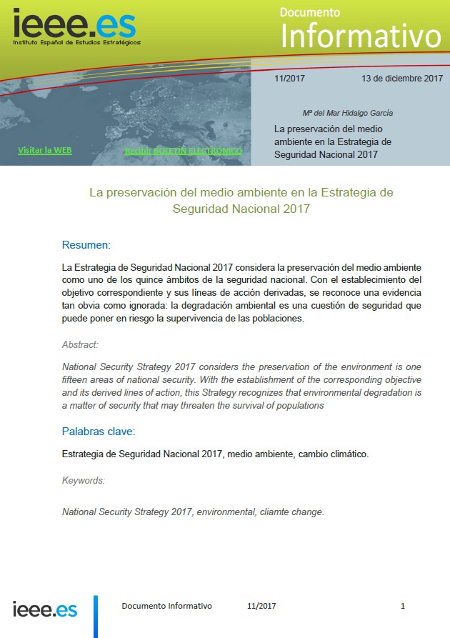 La preservación del medio ambiente en la Estrategia de Seguridad Nacional 2017
