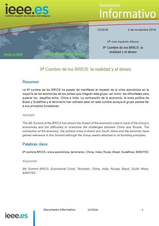 8ª Cumbre de los BRICS: la realidad y el deseo