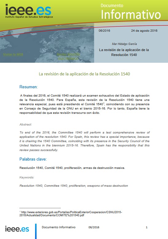 La revisión de la aplicación de la Resolución 1540