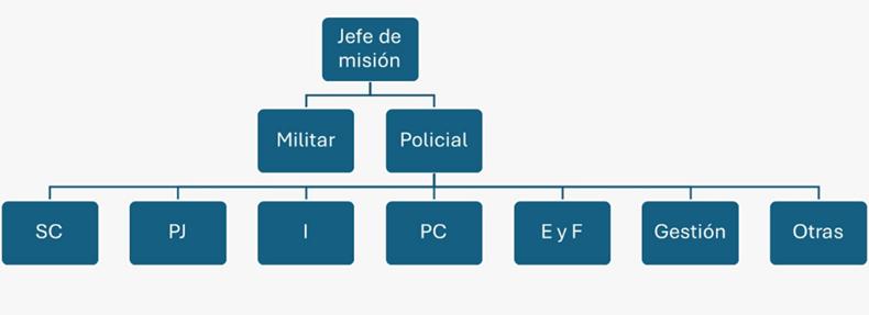 Esquema de Mando y Control en la “Zona Gris” con las capacidades policiales desarrolladas (capacidades policiales apoyadas)