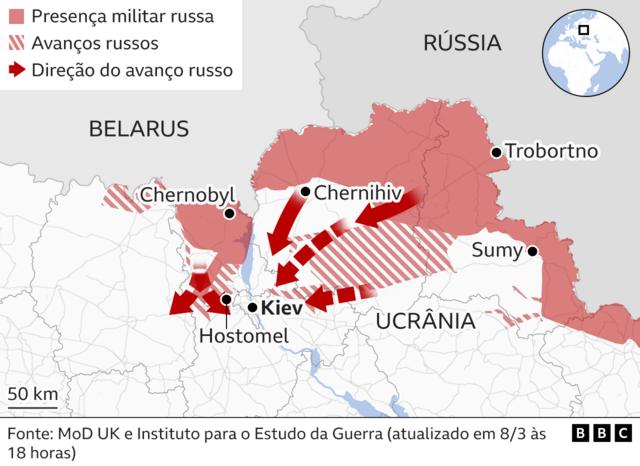 Mapa de frente de Kiev