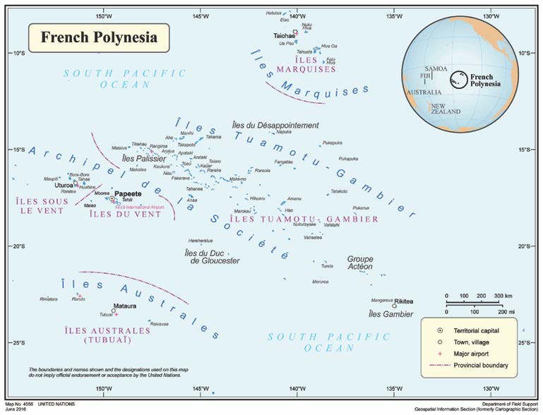 Mapa de la Polinesia Francesa