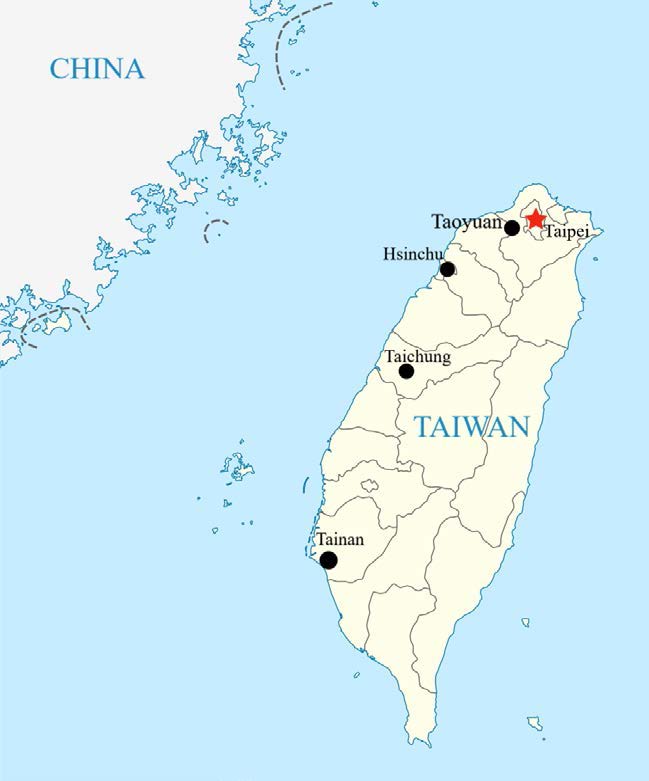 Distribución de las fundiciones de semiconductores en Taiwán, cerca de la costa oeste en lugares potenciales para un hipotético desembarco chino