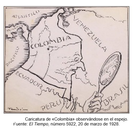 Caricatura de «Colombia» observándose en el espejo