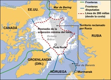 Mapa del espacio ártico