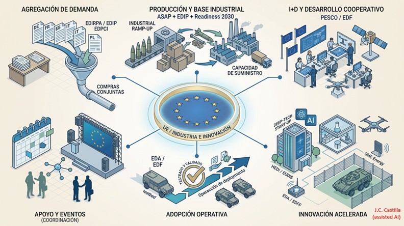 UE políticas de industria, innovación y mercado defensa