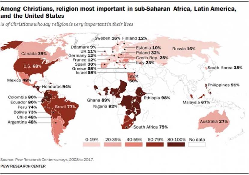 Importancia de la religión por países