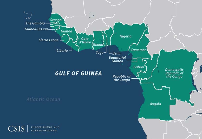 Mapa del golfo de Guinea