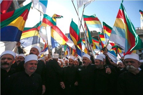 Manifestación de ciudadanos drusos en los altos del Golán