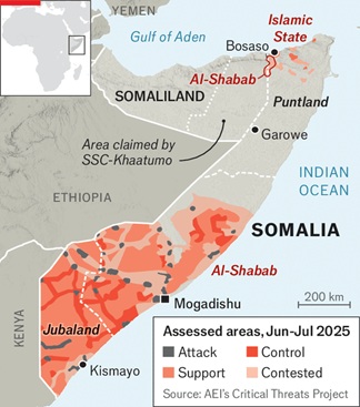 Áreas de influencia Al-Shabaab