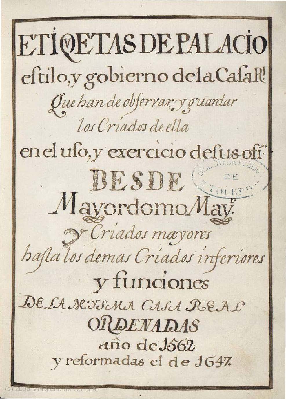 Etiquetas de Palacio de 1562