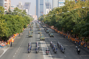 La Sección de Motos de la Compañía de Control Militar durante el desfile