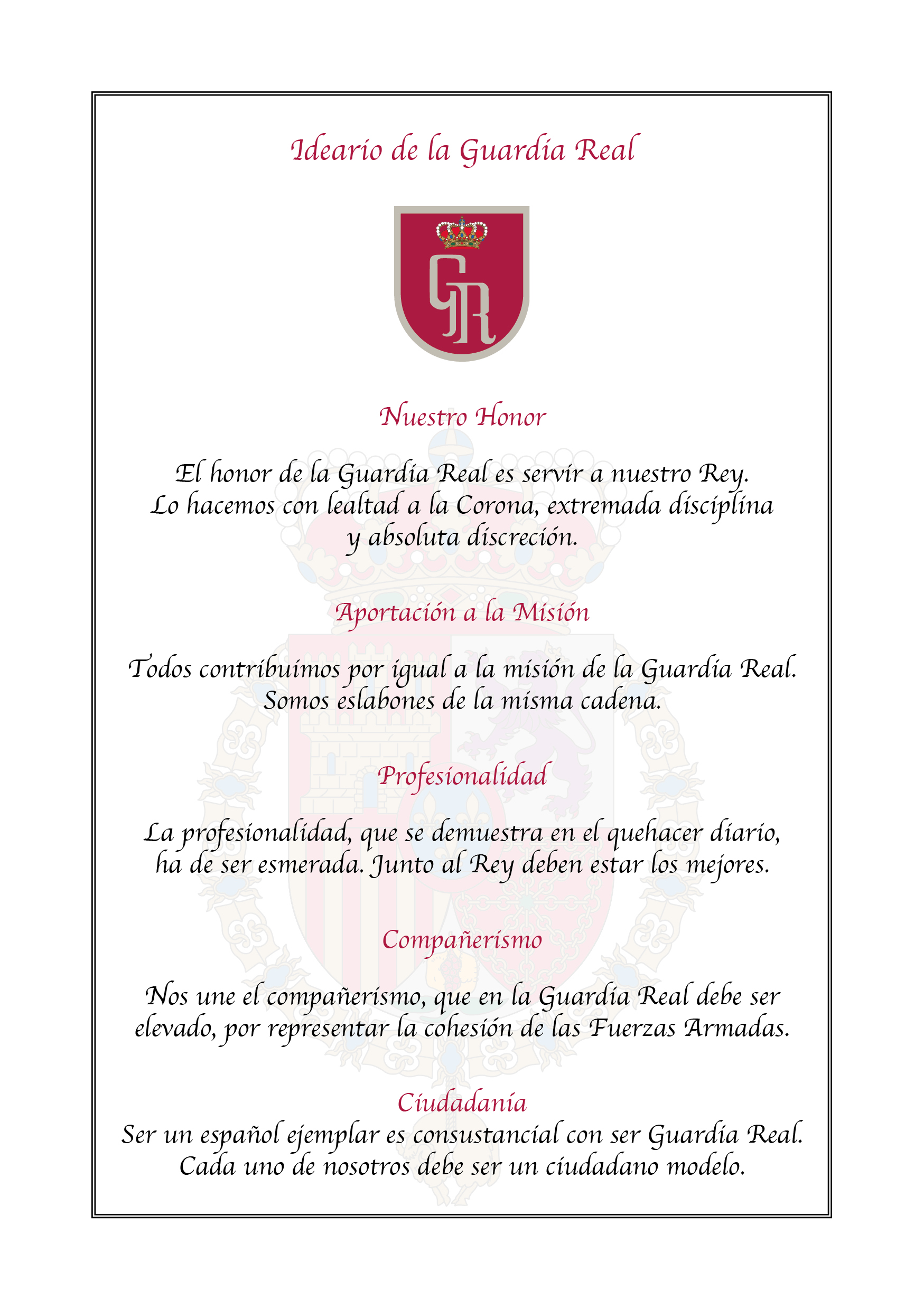 Ideario de la Guardia Real