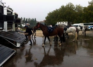El Escuadrón de Escolta Real embarcando sus caballos para marchar hacia Posadas de Llanera