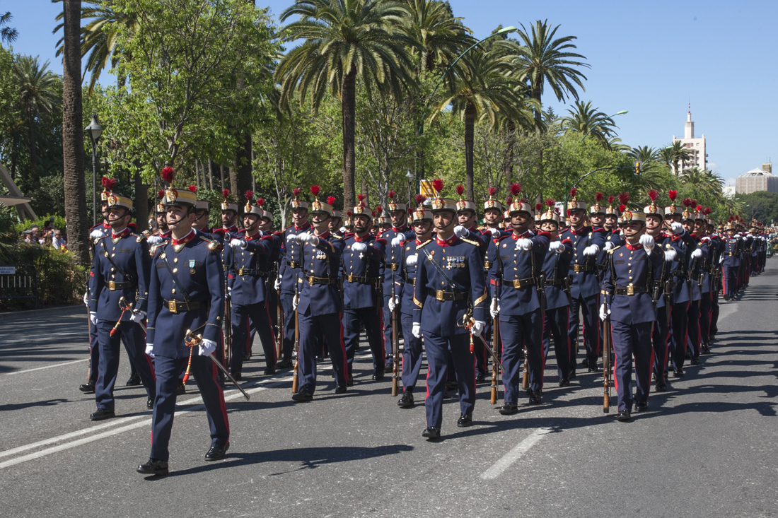 La compañía 'Monteros de Espinosa' durante una parada militar en Málaga