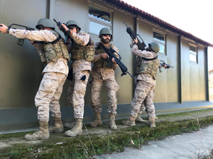 Ejercicio de combate en zonas urbanizadas en Casas de Uceda