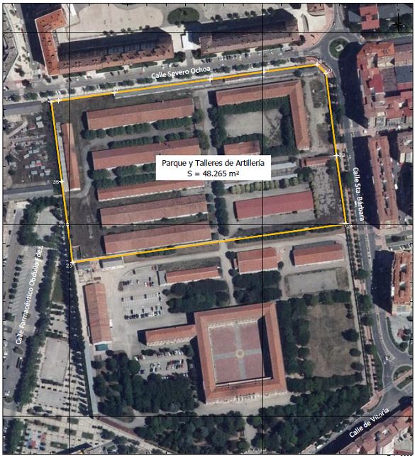 Vista aérea del Parque de Artillería de Burgos