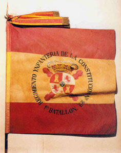 Bandera  del Regimiento de la Constitución, Laureada por la acción del Caney, Cuba.