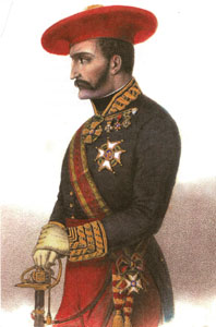 Foto: Litografía del Generalísimo Zumalacárregui con la Gran Cruz, banda y venera de la Orden