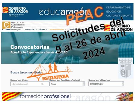 Procedimientos específicos de Evaluación y Acreditación de Competencias profesionales. PEAC Aragón.