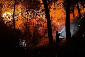 Desde su comienzo el 8 de septiembre, el fuego arrasó más de 7.700 hectáreas y ha dejado dos bomberos forestales heridos y un fallecido